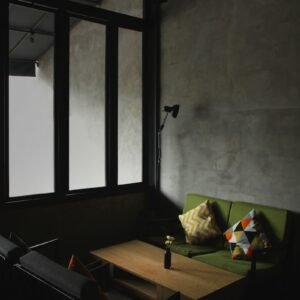 black flat screen tv on brown wooden table